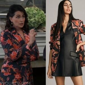 Dolan Anthropologie Floral Linen Blend Blazer Worn by Lois General Hospital M